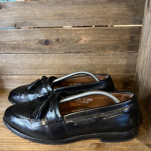 Mens‎ Allen Edmonds Cody Black Tassel Kilt Leather Shoes Loafers Size 10.5 D GUC